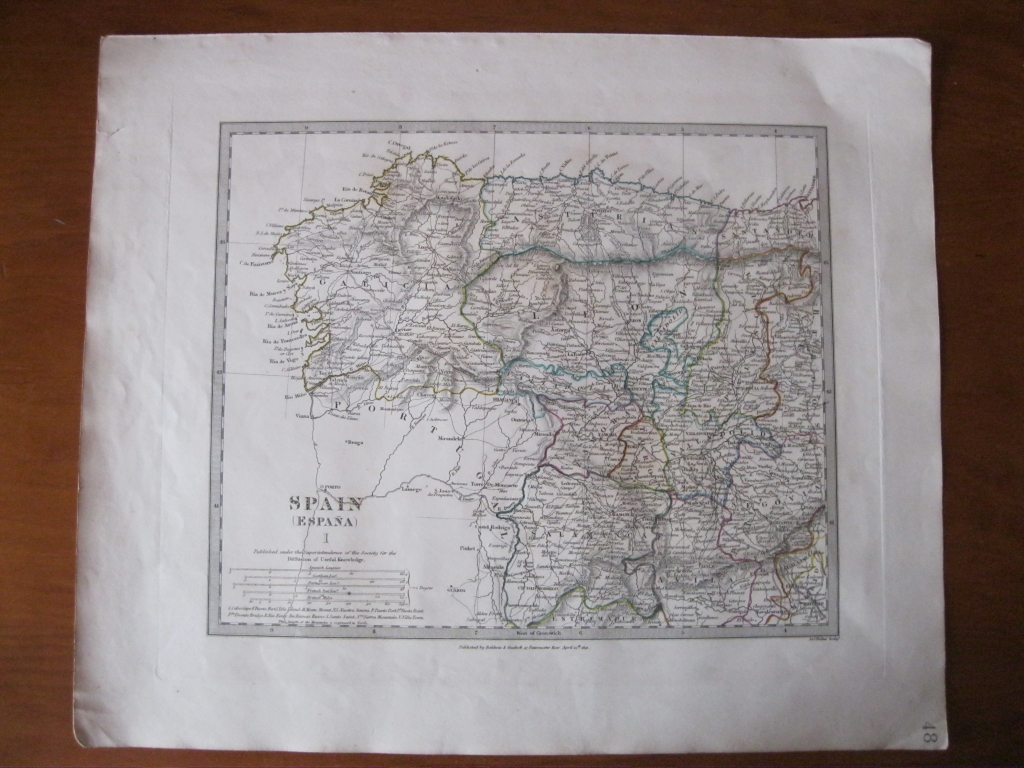 Mapa del norte de España, 1832. Walker/ Sduk